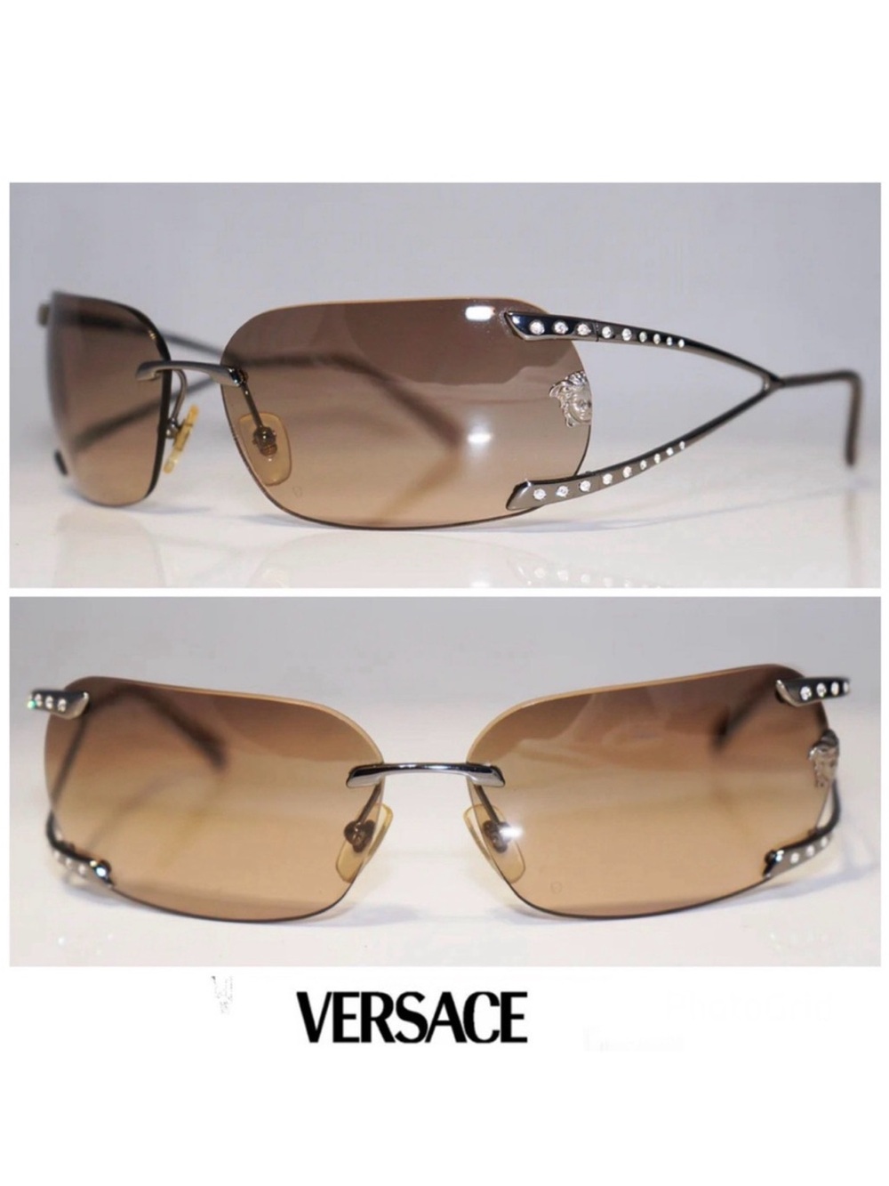 VERSACE MOD N86 1001/13 15931 Diamante Brown Curved Lenses Unisex Sunglasses